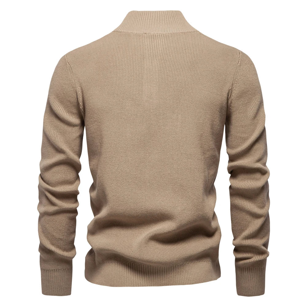 Herren Strickpullover Knopfleiste Rundhalsausschnitt Slim Fit atmungsaktiver Mesh-Rücken und Stoff