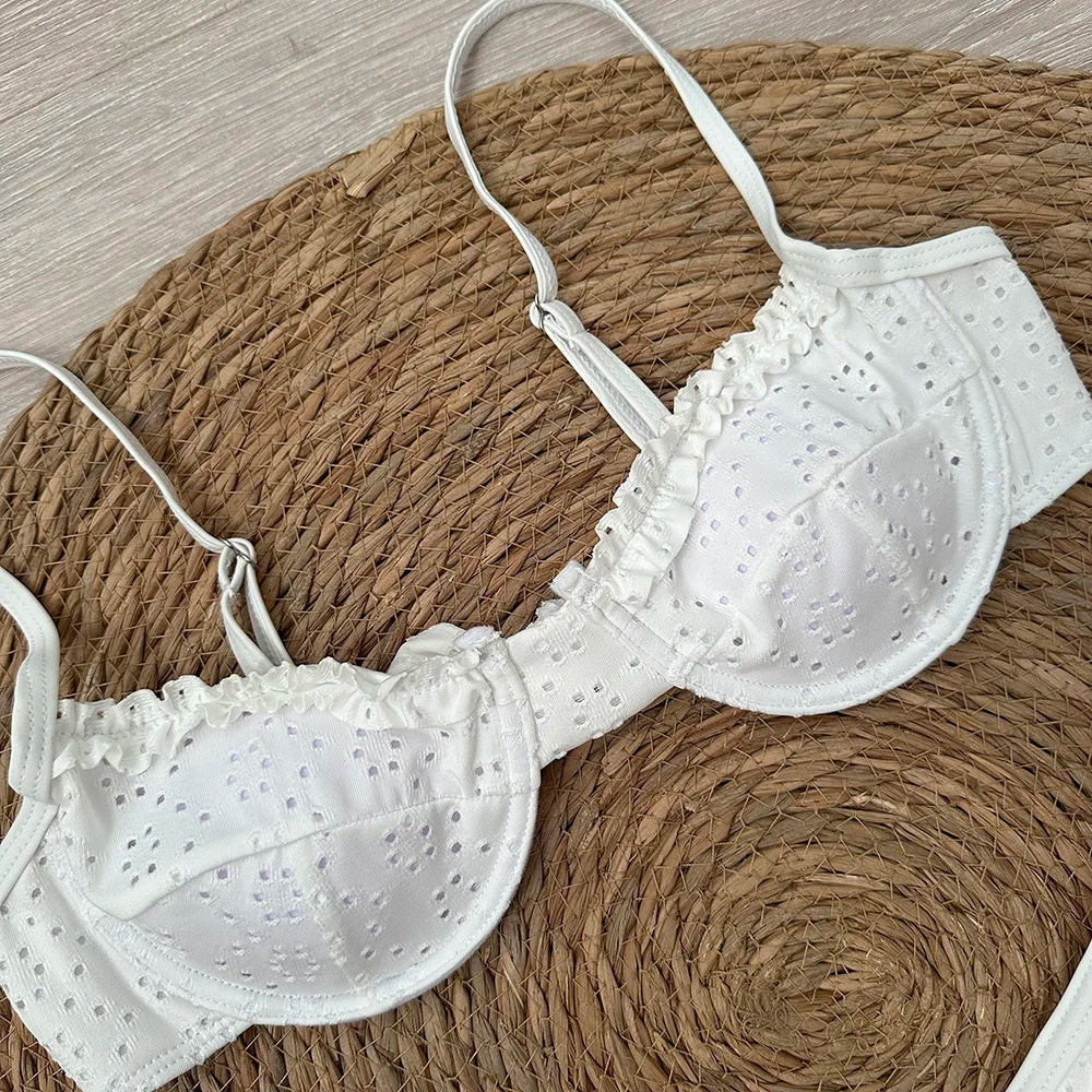 Damen Brasilianisches Bikini-Set floral Push-Up Bademode
