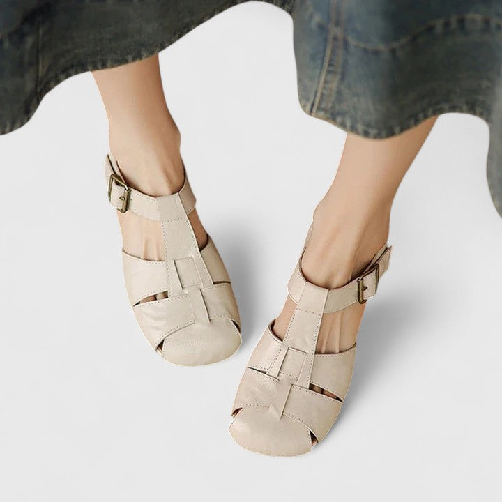 Damen Blockabsatz Schnalle Riemen Slip Sandalen einfach bequem