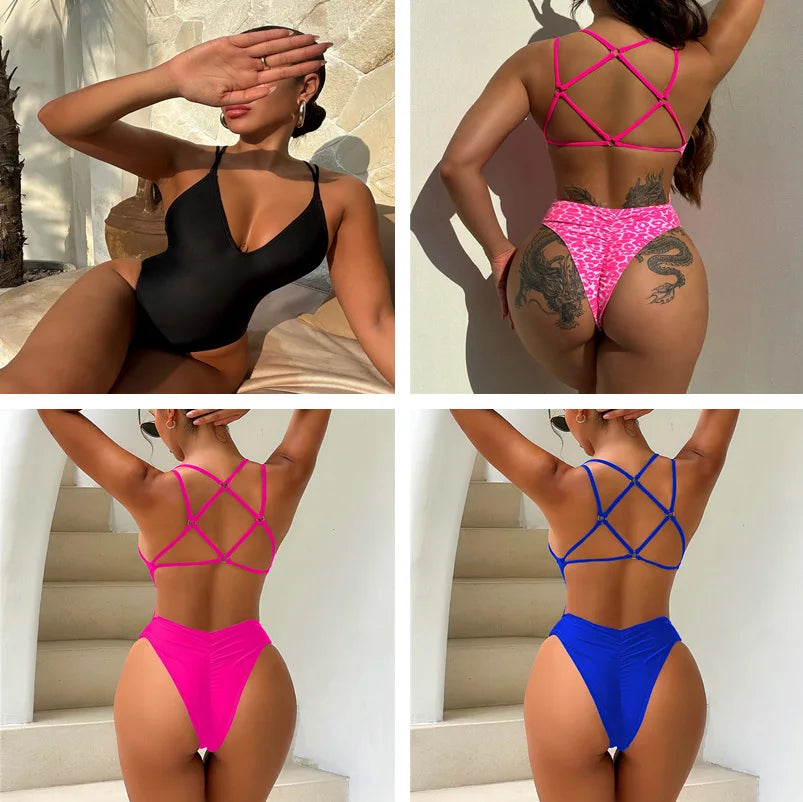 Damen Trikini Bikini Bademode mit Pads Badeanzug Strandmode