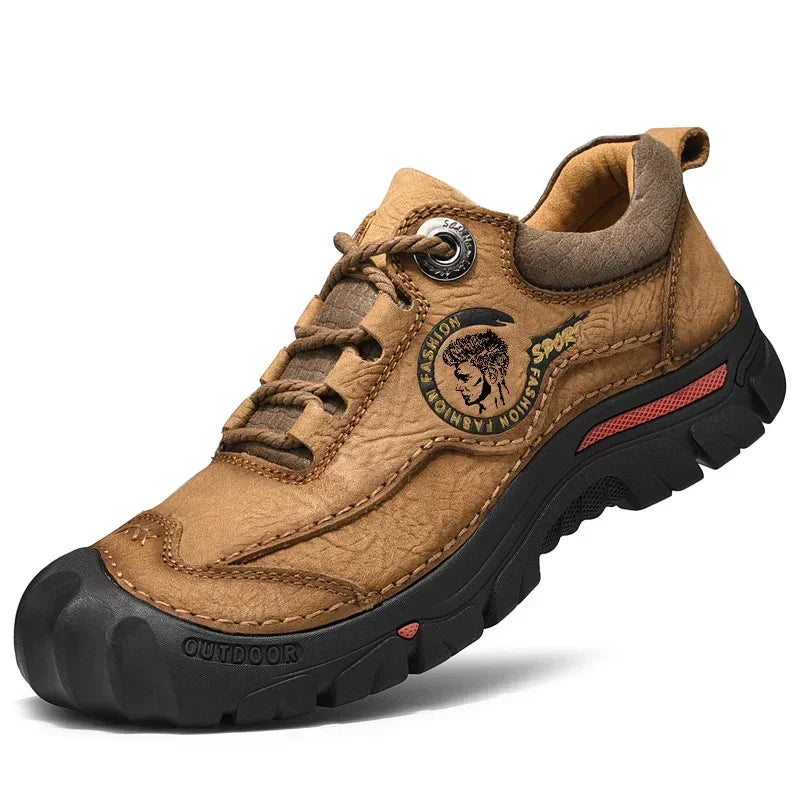Herren Outdoor Halbschuhe Braun rutschfest stoßdämpfend Schnürschuhe mit Profilsohle