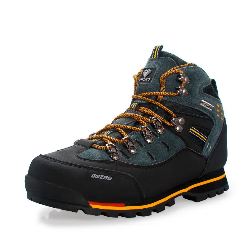 Herren Schwarz Dunkelgrau knöchelhoch rutschfeste Profilsohle Outdoor Wanderschuhe Schnürstiefel