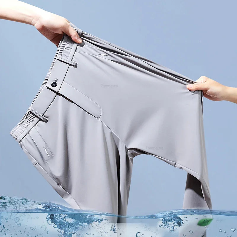 Herren Sommerhose aus feinem Wollstoff leichte Freizeithose Alltagshose