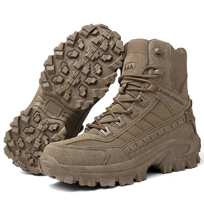 Herren Beige High-Top rutschfest mit Profilsohle Outdoor Wanderschuhe