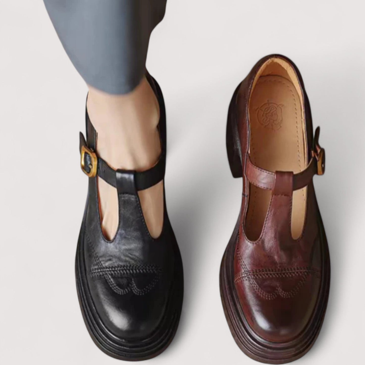 Damen Mary Jane Schuhe T-Riemen bequem flexibel klassisch elegant