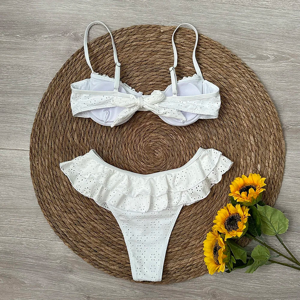 Damen Brasilianisches Bikini-Set floral Push-Up Bademode