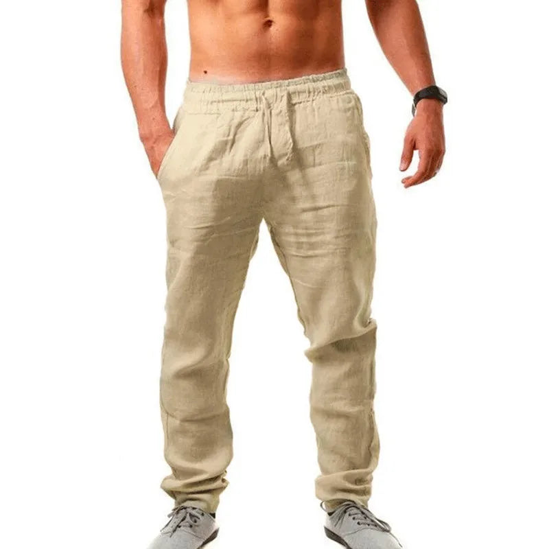 Herren Strickhose mit elastischer Taille leichte Freizeithose Frühling Sommer