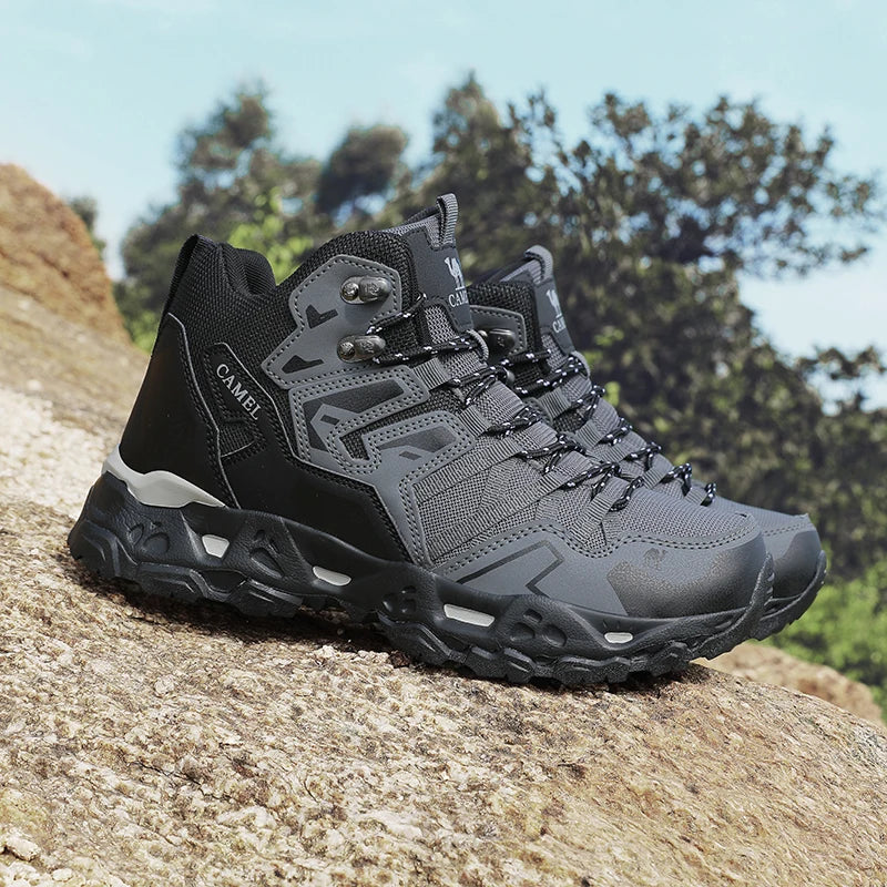 Herren Wanderschuhe Grau rutschfest knöchelhoch Outdoor Trekkingstiefel für Hiking und Gelände