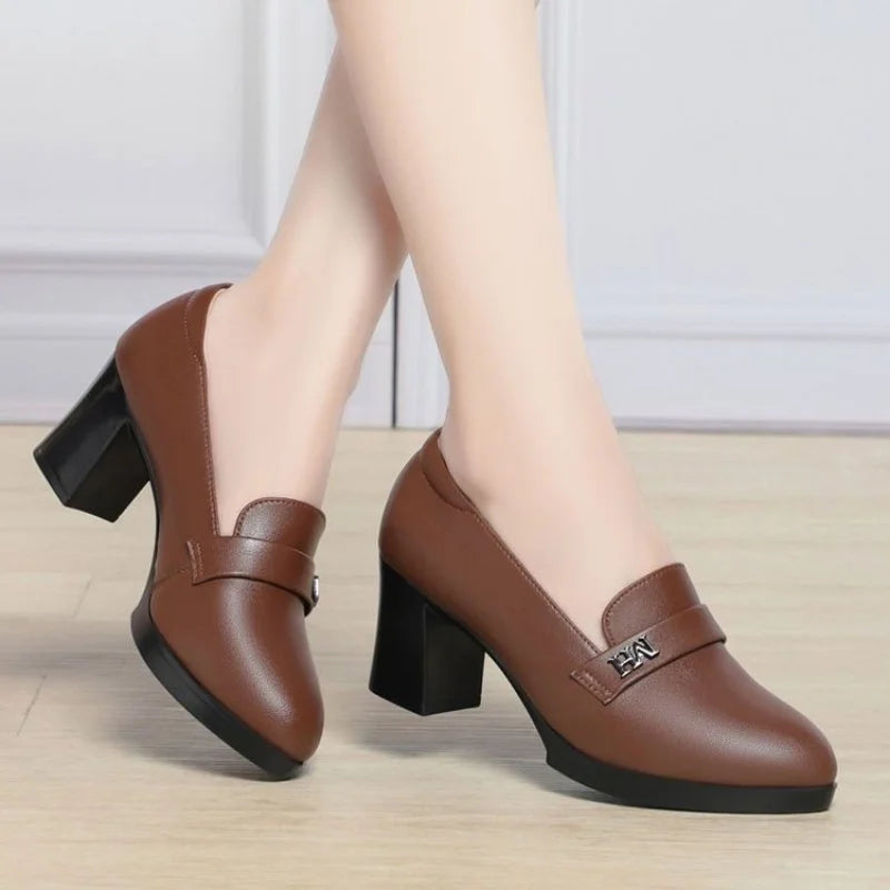 Damen Loafer schwarz Blockabsatz mittelhoch bequem fürs Büro