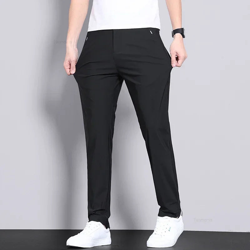 Herren Sommerhose aus feinem Wollstoff leichte Freizeithose Alltagshose