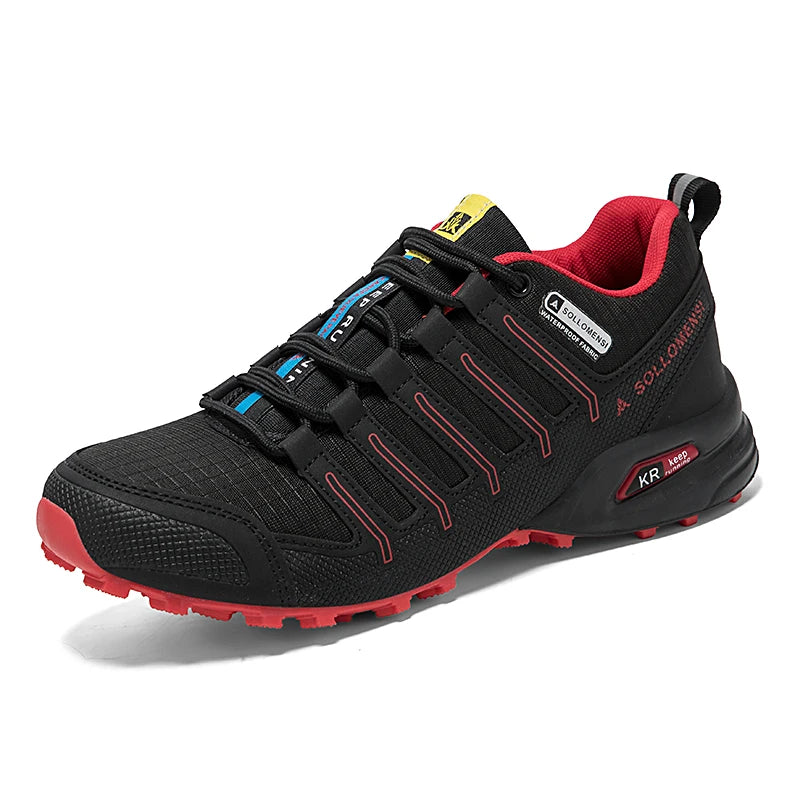 Herren Outdoor Schuhe Grün rutschfeste Sneaker mit Profilsohle und Schnellschnürung
