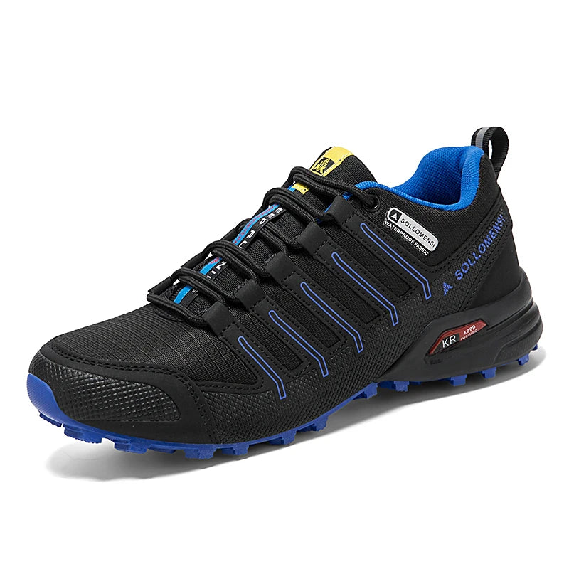 Herren Outdoor Schuhe Grün rutschfeste Sneaker mit Profilsohle und Schnellschnürung