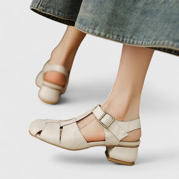 Damen Blockabsatz Schnalle Riemen Slip Sandalen einfach bequem