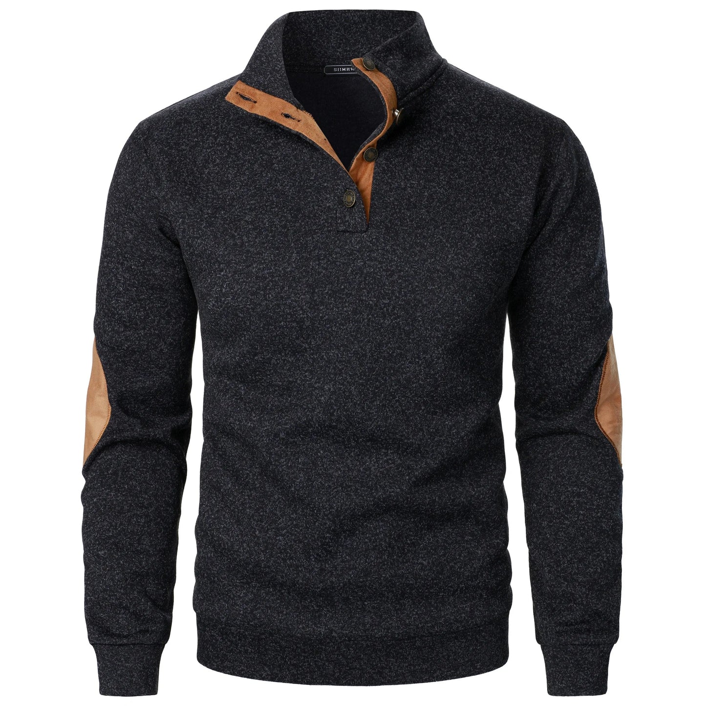 Herren Strickpullover Stehkragen Knopfleiste Langarm bequem elegant