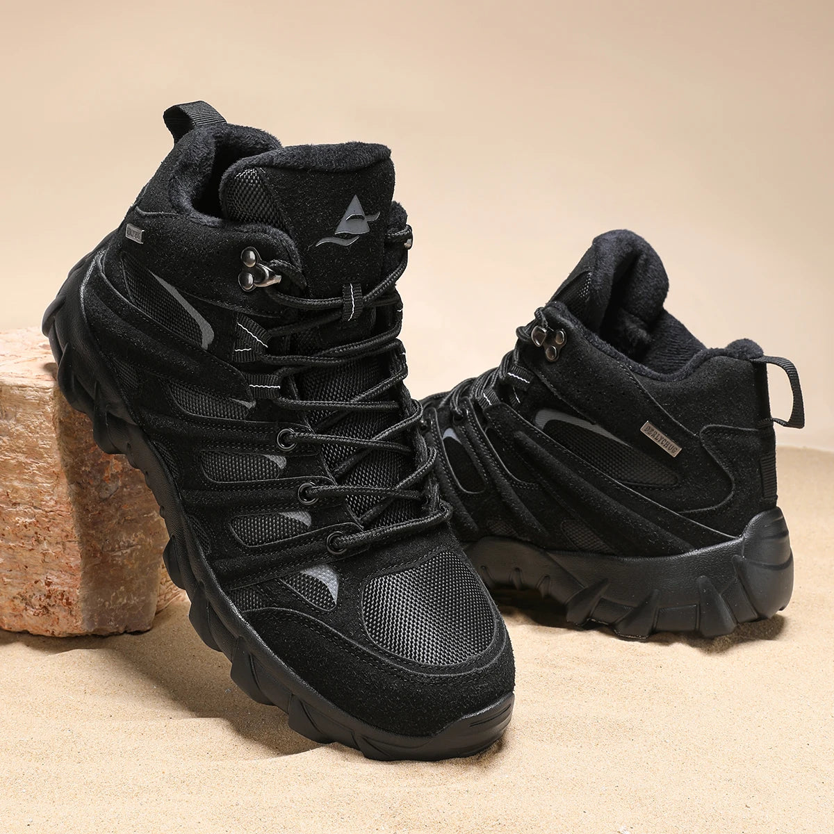 Herren Outdoor Wanderschuhe Beige Mid-Top rutschfest atmungsaktiv Trekking Freizeit Gelände