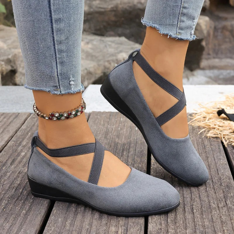 Damen Loafer mit rutschfester Sohle Retro-Stil Einfarbige Casual Schuhe zum Tanzen Große Größen