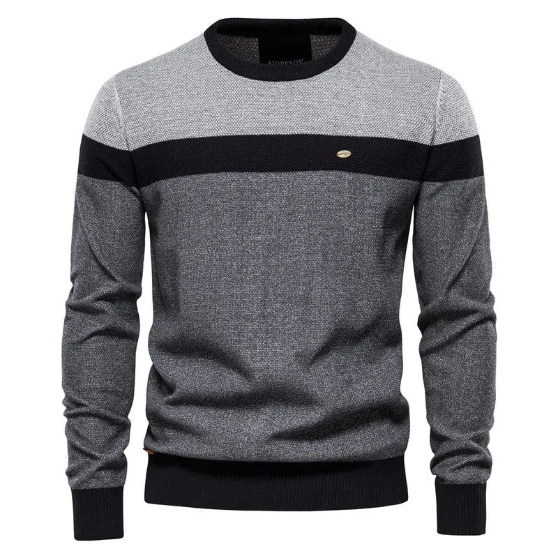 Herren Strickpullover Rundhals Slim Fit elastisch bequem atmungsaktiv Langarm