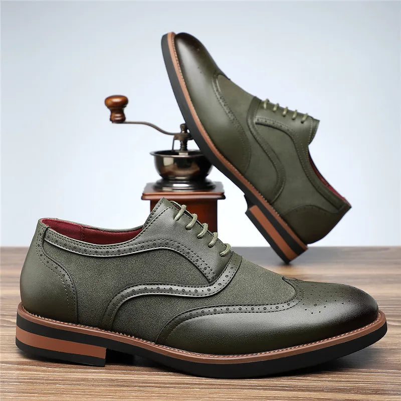 Herren Oxford Schuhe zweifarbig Brogue Schnürschuhe elegant Business rutschfest gepolstert Alltag