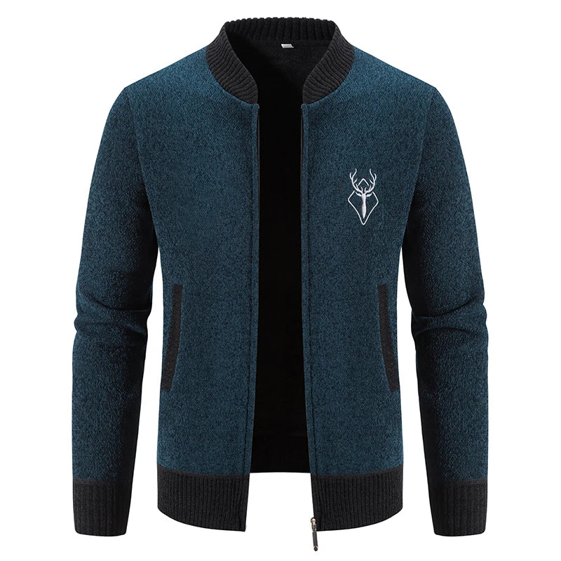 Herren Strickjacke Regular Fit Reißverschluss Strick Warm Leicht Casual Elegant Übergang Alltag