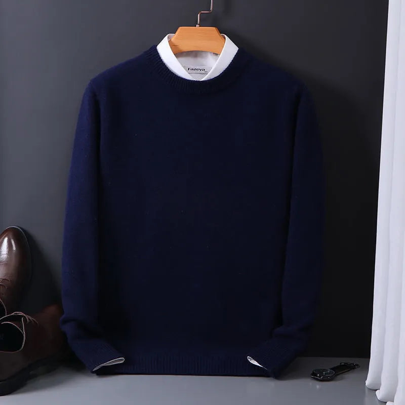 Herren Strickpullover Rundhals tailliert leicht bequem atmungsaktiv Langarm