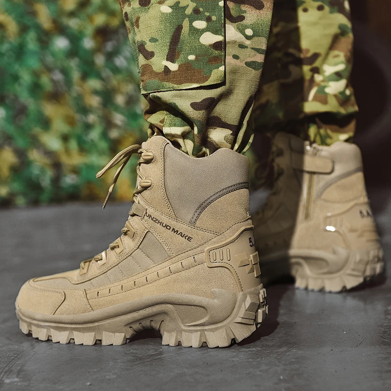 Damen Outdoor-Stiefel Beige rutschfest knöchelhoch Profilsohle Gelände Wanderschuhe