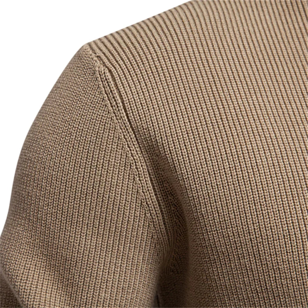 Herren Strickpullover Knopfleiste Rundhalsausschnitt Slim Fit atmungsaktiver Mesh-Rücken und Stoff
