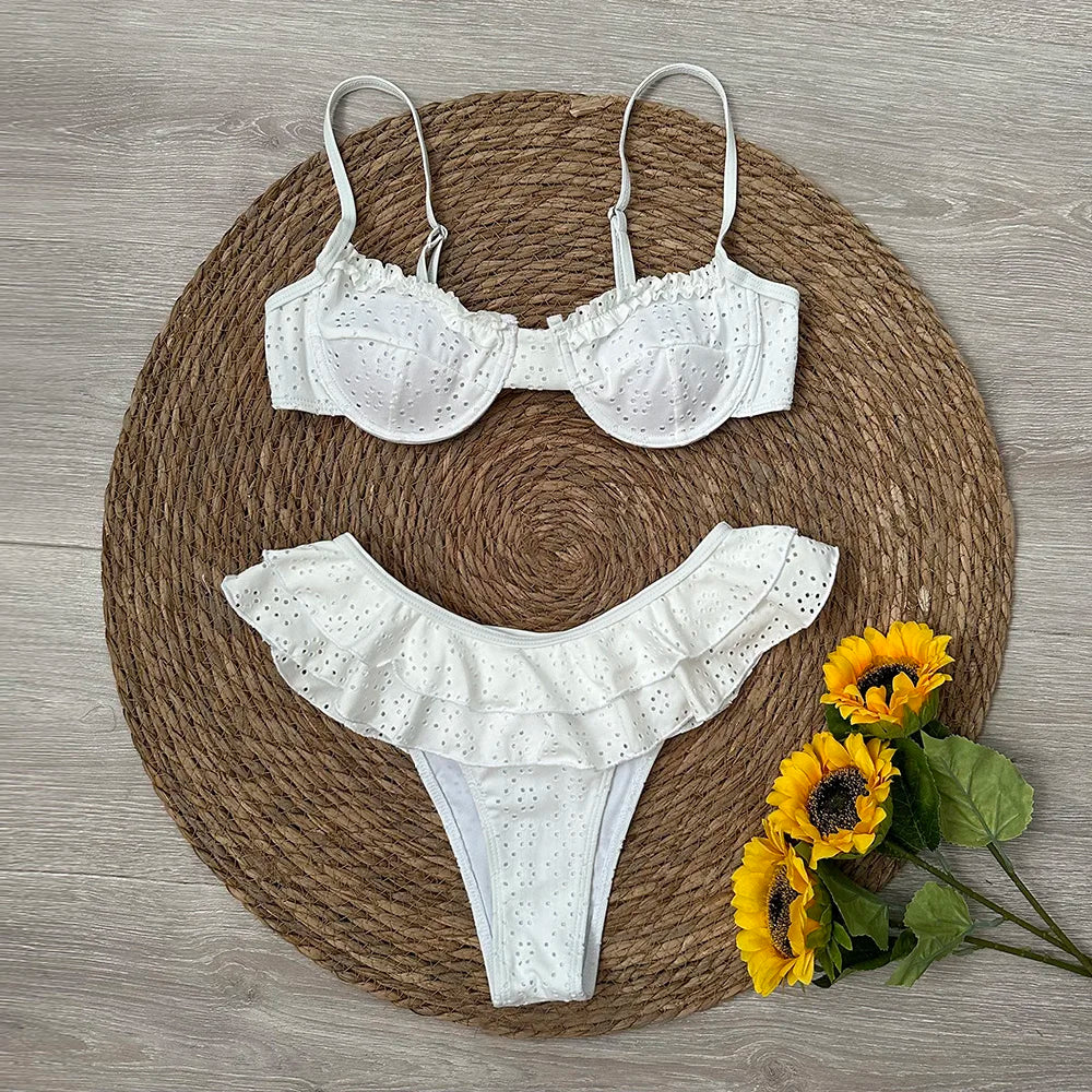 Damen Brasilianisches Bikini-Set floral Push-Up Bademode