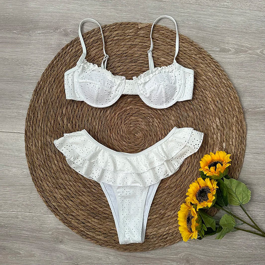 Damen Brasilianisches Bikini-Set floral Push-Up Bademode