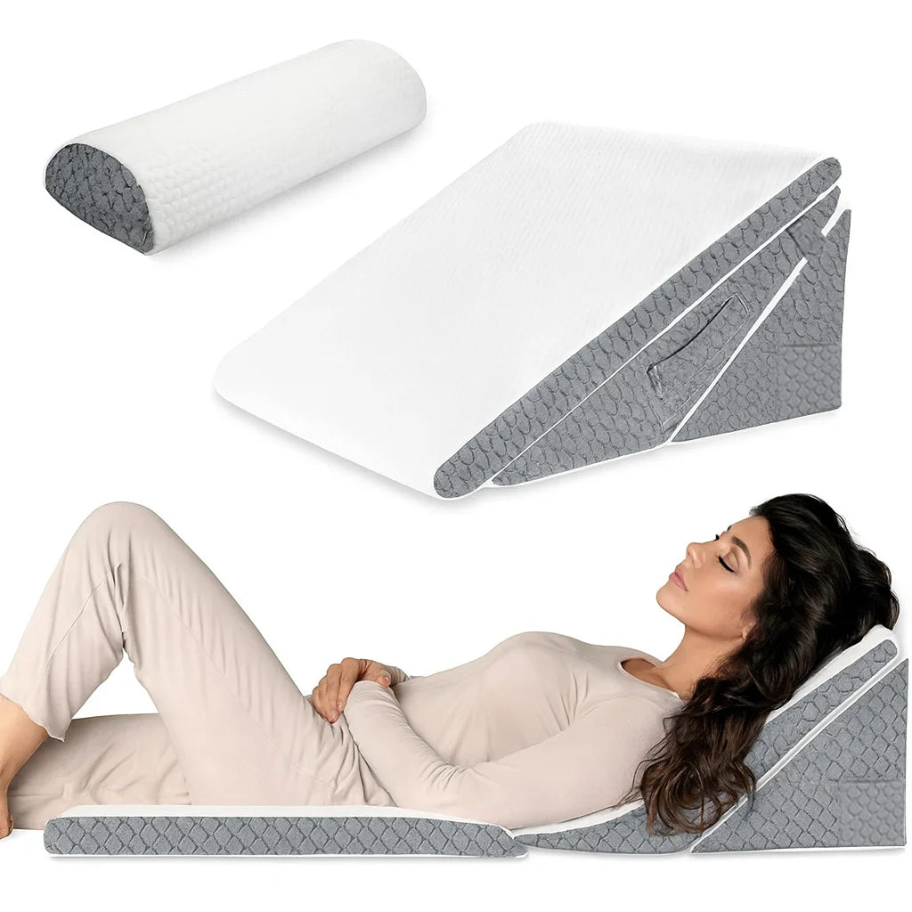 Keilkissen 4-teilig verstellbar orthopädisches Dreieckskissen für Schlafen Reflux und Schnarchen