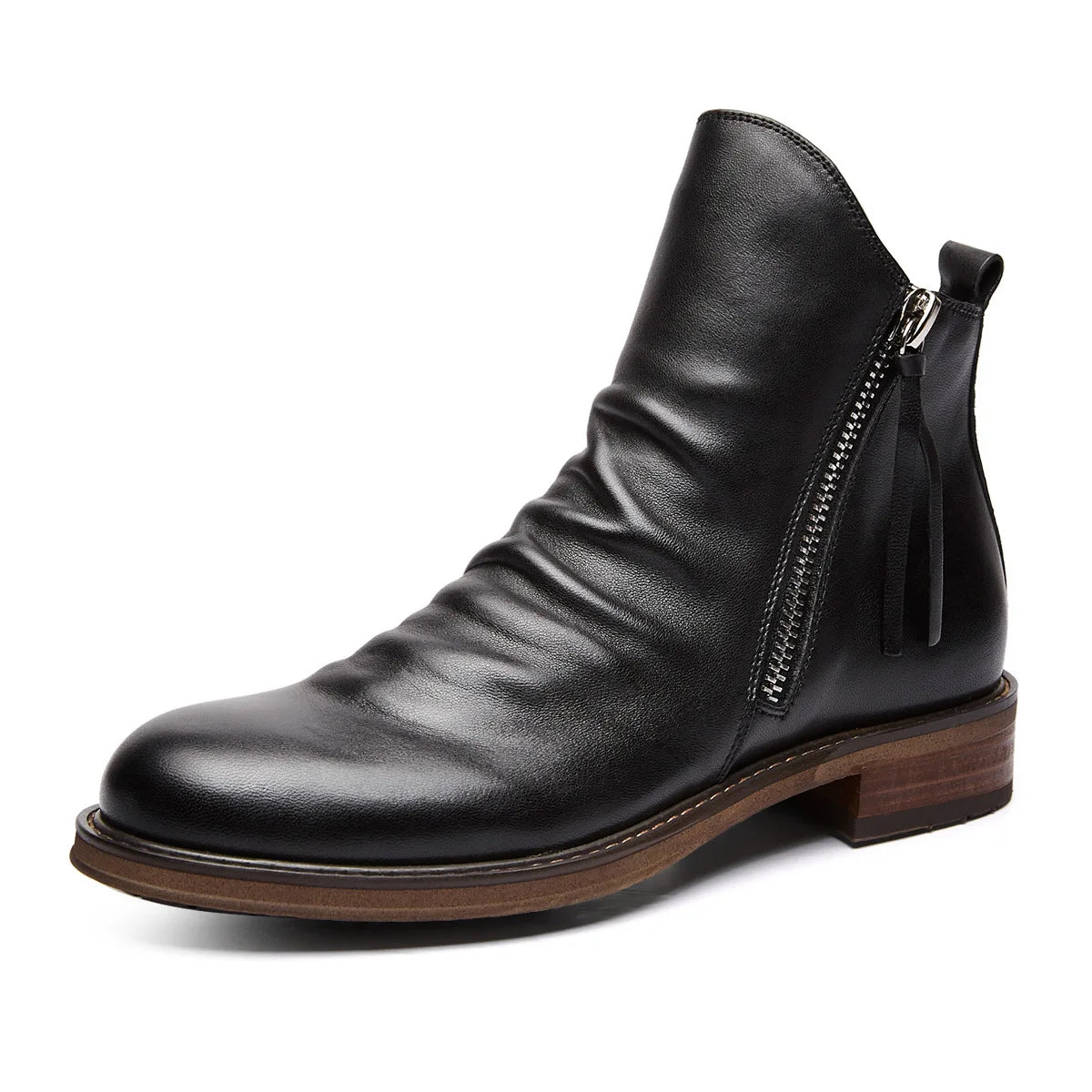 Herren Chelsea Boots Leder Schlupfstiefel Elastisch Komfort Alltag Elegant