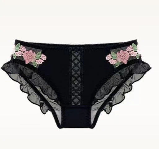 Damen Dessous Set Creme mit floraler Stickerei, Bügel-BH, Slip, transparente Einsätze, romantisches Design