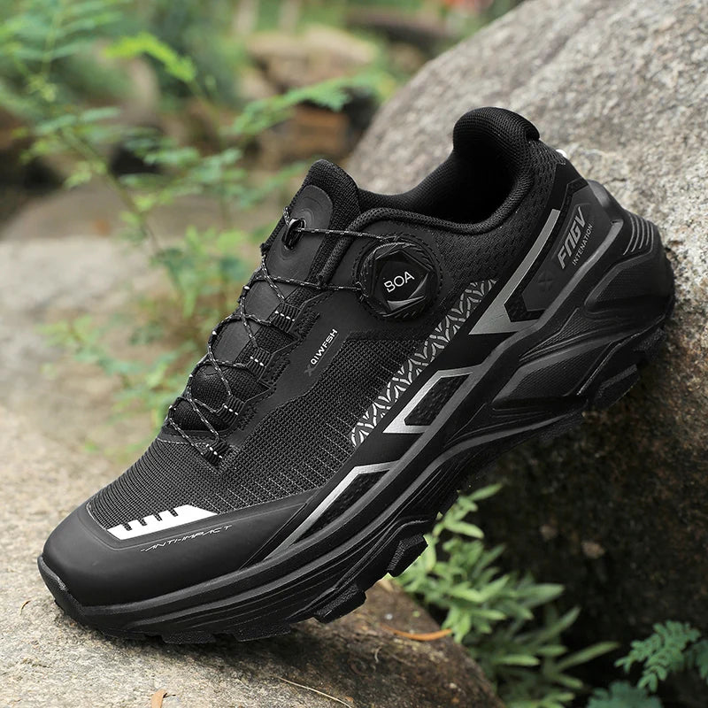 Trailrunning Schuhe Weiß Blau mit Drehverschluss rutschfest Outdoor Wanderschuhe Geländelaufschuhe