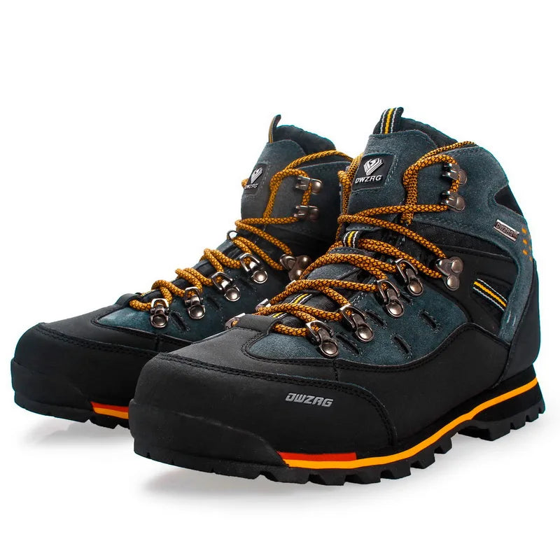 Herren Schwarz Dunkelgrau knöchelhoch rutschfeste Profilsohle Outdoor Wanderschuhe Schnürstiefel