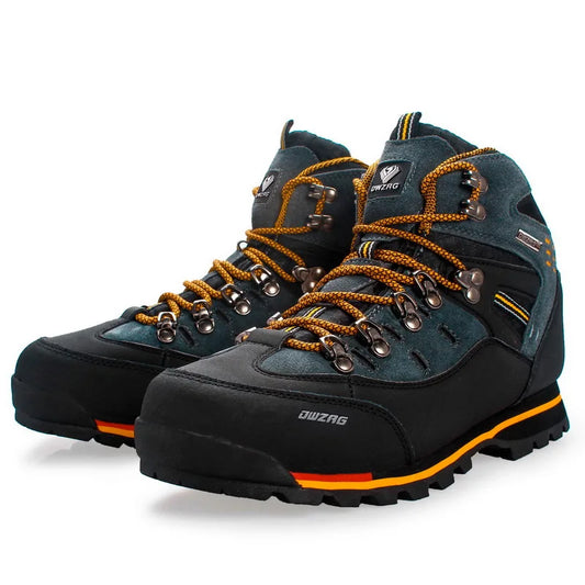 Herren Schwarz Dunkelgrau knöchelhoch rutschfeste Profilsohle Outdoor Wanderschuhe Schnürstiefel