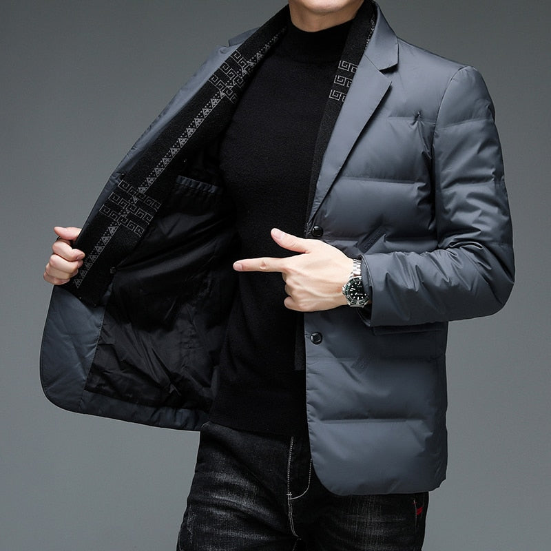 Herren Blazer Winter gefüttert isolierend elegant leichter Steppblazer warm