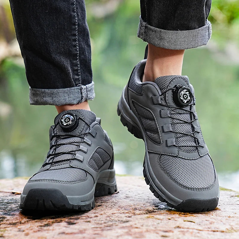 Herren Outdoor Wanderschuhe mit Drehverschluss, rutschfest, bequeme Trekking Schuhe