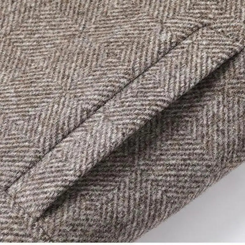 Herren Wolljacke Fischgrätmuster Stehkragen Eleganter Schnitt Klassischer Stil