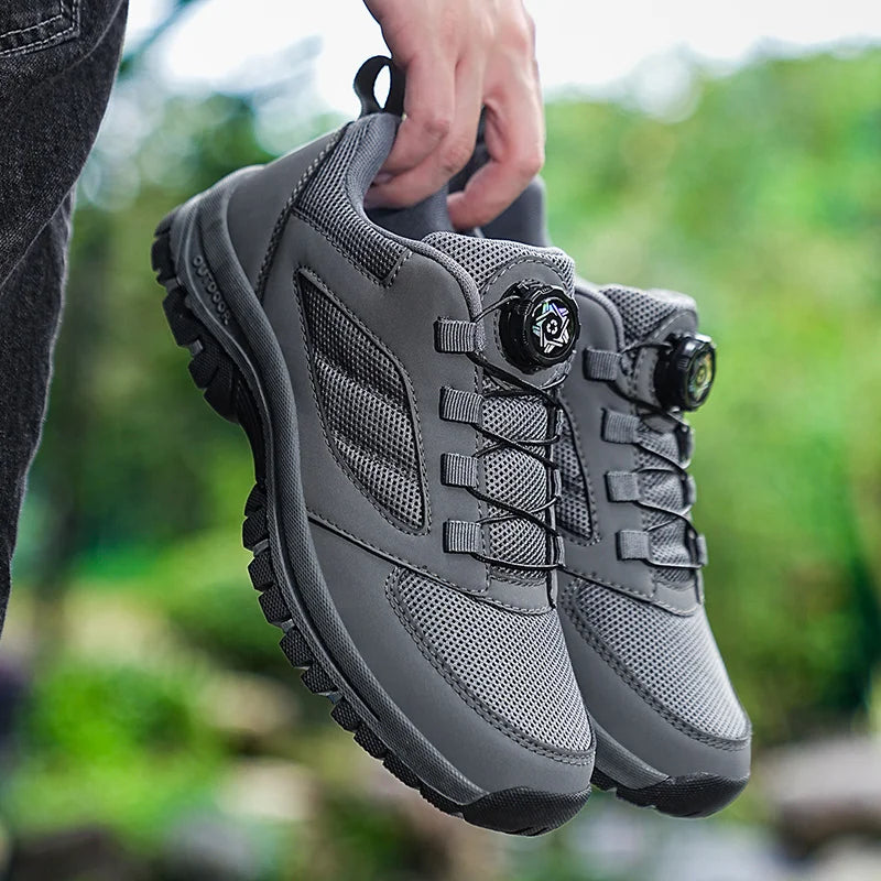 Herren Outdoor Wanderschuhe mit Drehverschluss, rutschfest, bequeme Trekking Schuhe