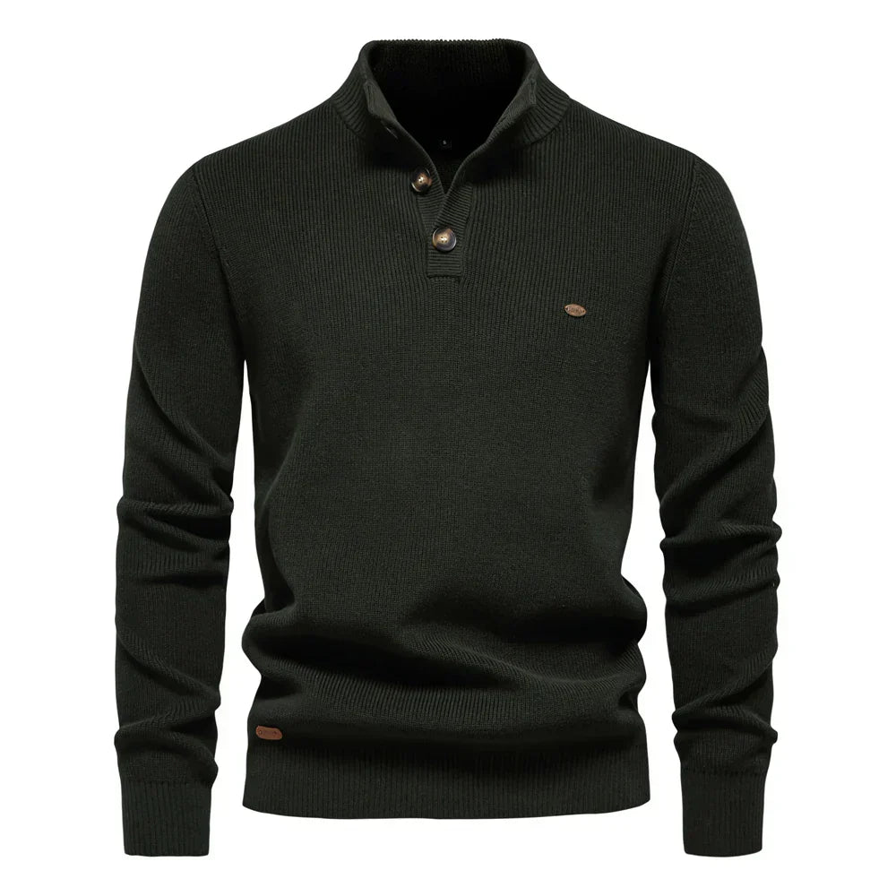 Herren Strickpullover Knopfleiste Rundhalsausschnitt Slim Fit atmungsaktiver Mesh-Rücken und Stoff