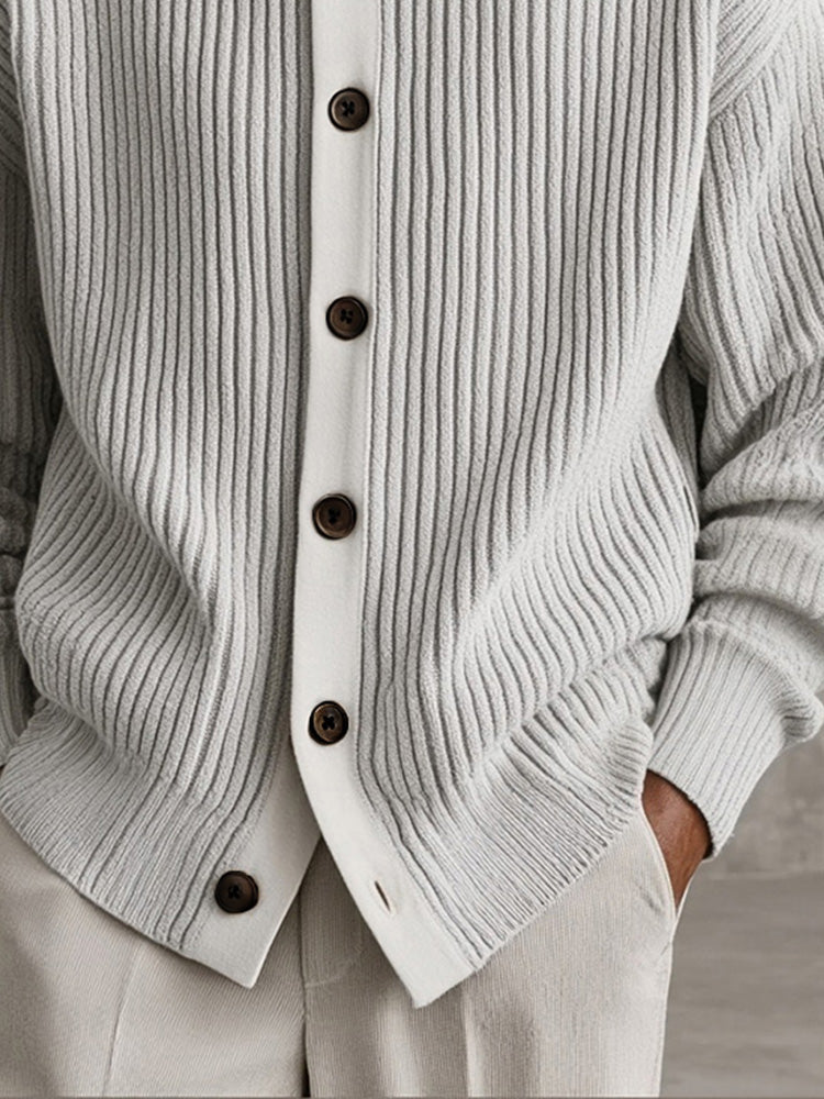 Herren Strickjacke Kragen Knopfverschluss Langarm lässige Mode bequem vielseitig