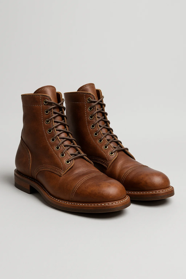Herren Stiefel PU Leder elegant klassisch gepolstert ergonomisch rutschfest braun Alltag