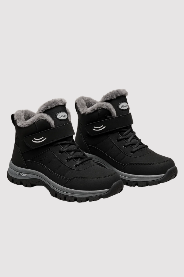 Unisex Winterstiefel gefüttert rutschfest breite Zehenbox Klettverschluss wasserabweisend