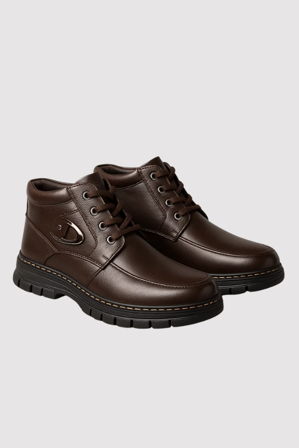 Herren Winterstiefel Leder gefüttert rutschfest Fleece warm Knöchelhoch Reißverschluss Schnürung Alltag Schuhe