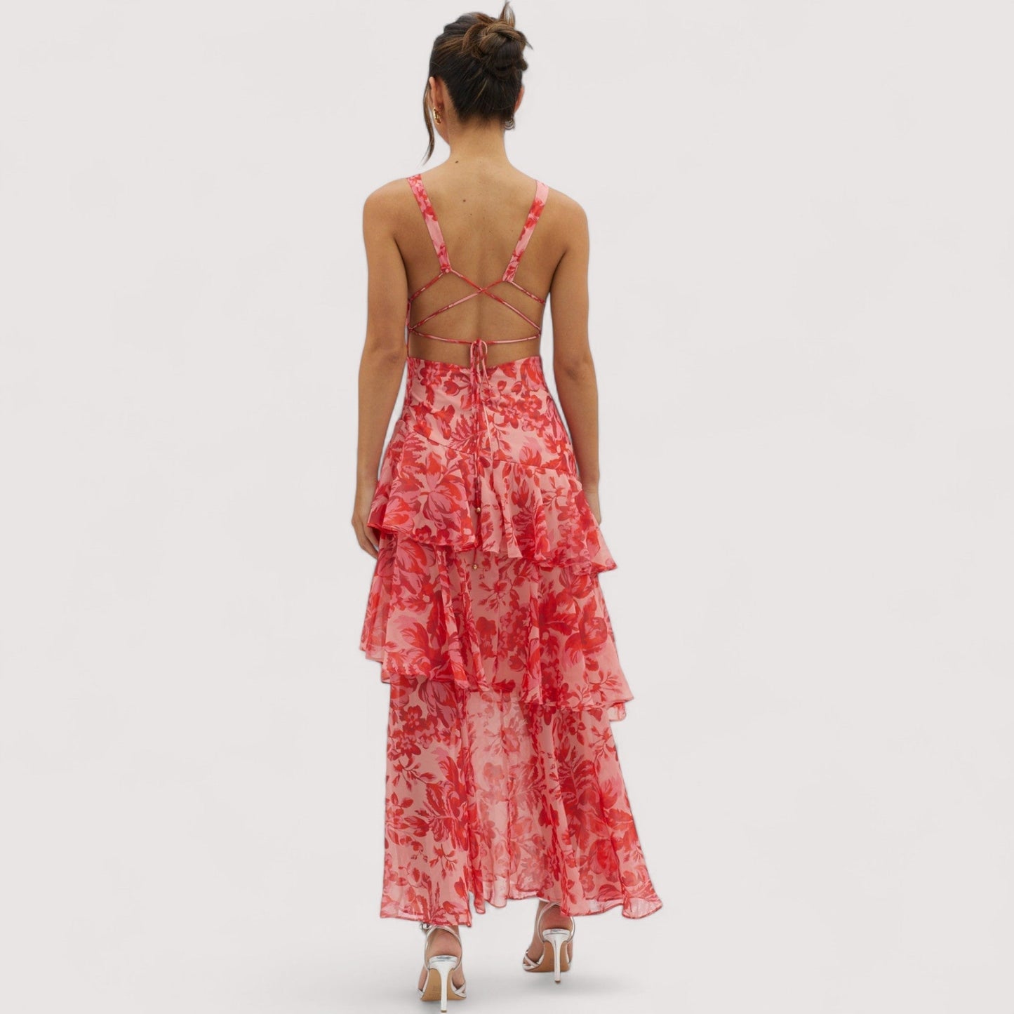 Damen Kleid offener Rücken Rüschen gestuft locker Passform sommerlich leicht