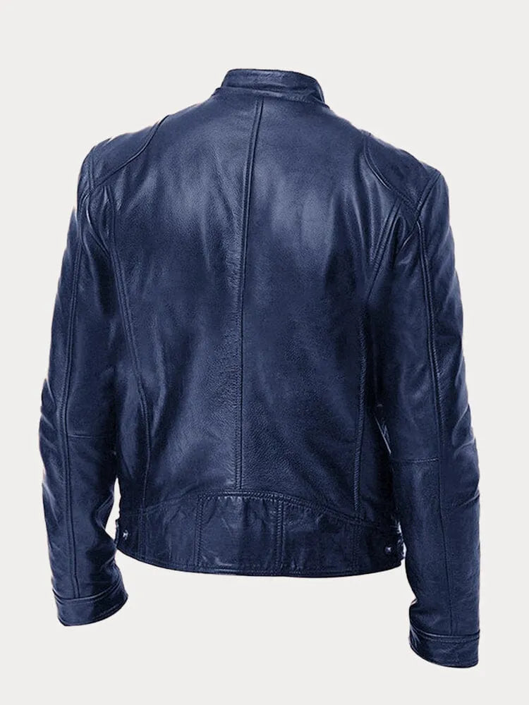 Herren Lederjacke Schwarz Slim Fit Klassisch Reißverschluss Modern