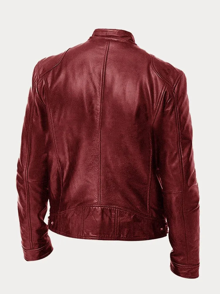 Herren Lederjacke Schwarz Slim Fit Klassisch Reißverschluss Modern