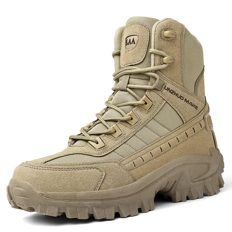 Damen Outdoor-Stiefel Beige rutschfest knöchelhoch Profilsohle Gelände Wanderschuhe