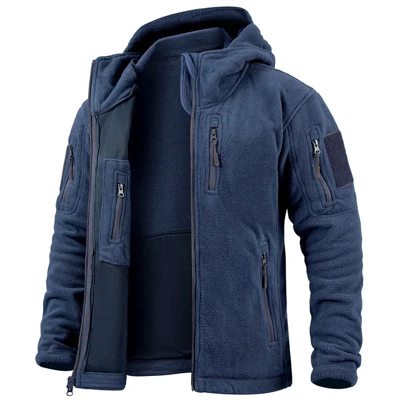 Herren Taktische Jacke Kapuze Langarm Regular Fit Mehrere Taschen Reißverschluss Outdoor Funktionsjacke Allwetter