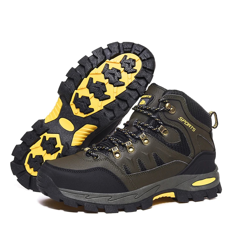 Damen Wanderschuhe Schwarz Olivgelb rutschfest knöchelhoch Outdoor Profilsohle