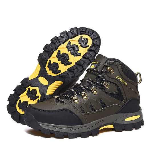 Damen Wanderschuhe Schwarz Olivgelb rutschfest knöchelhoch Outdoor Profilsohle